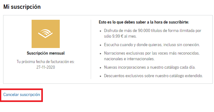 Cómo dar de baja Audible